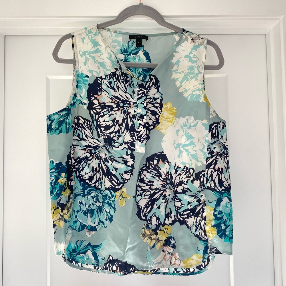 Jcrew Floral Sleeveless Shirt